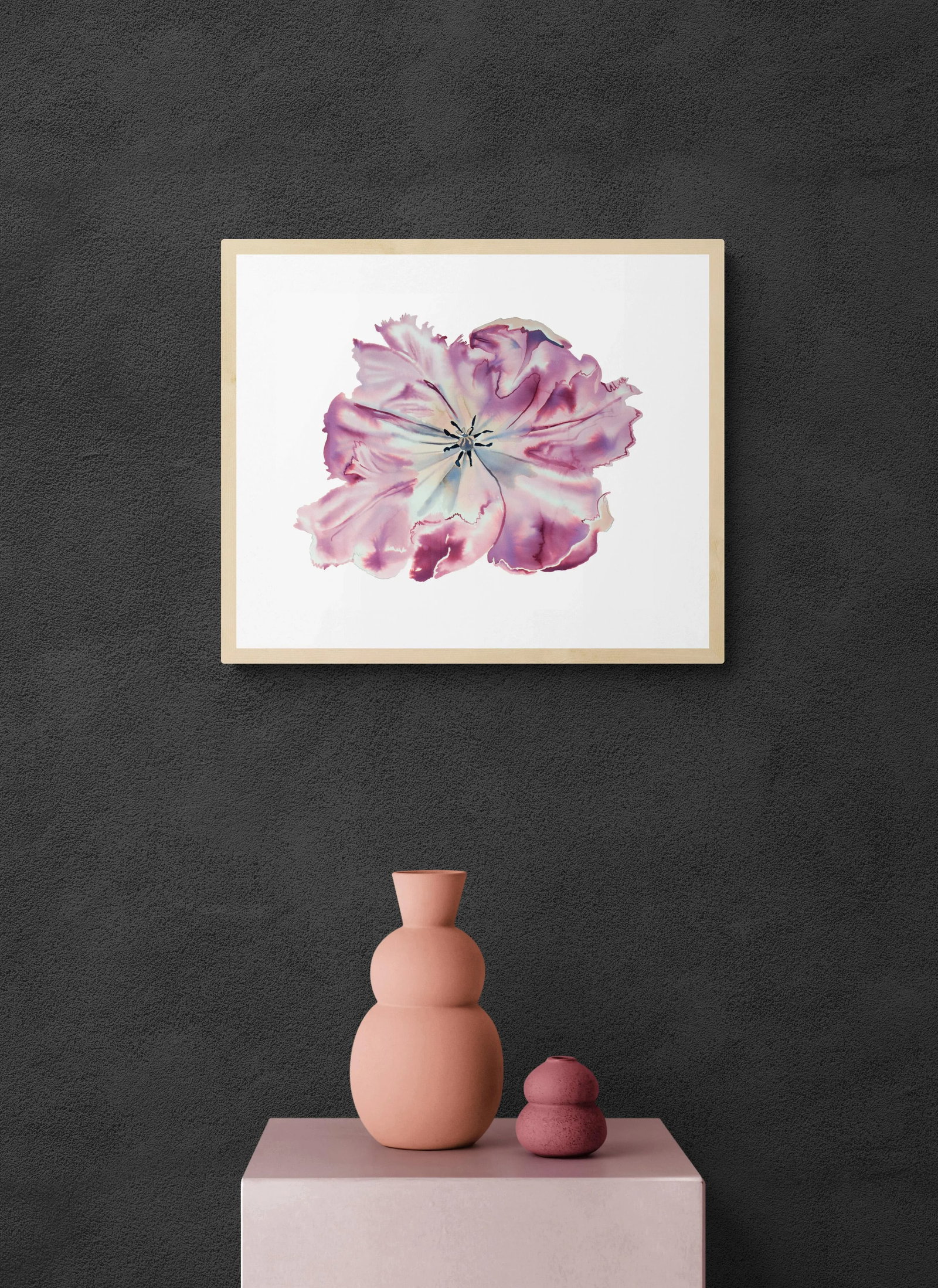 "Parrot Tulip" Contemporary Original Botanical Flower Watercolor Painting by Elizabeth Becker - 2