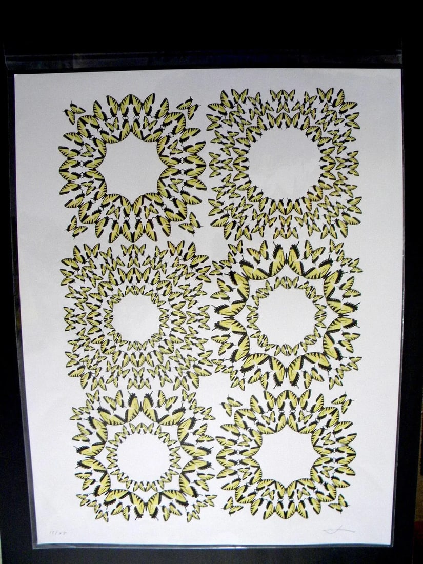 Jean Orlebeke Original Geometric Yellow Butterflies Print - 11