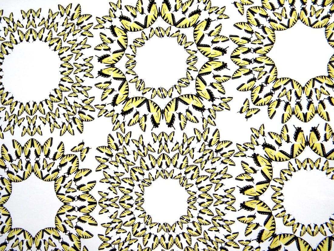 Jean Orlebeke Original Geometric Yellow Butterflies Print - 3
