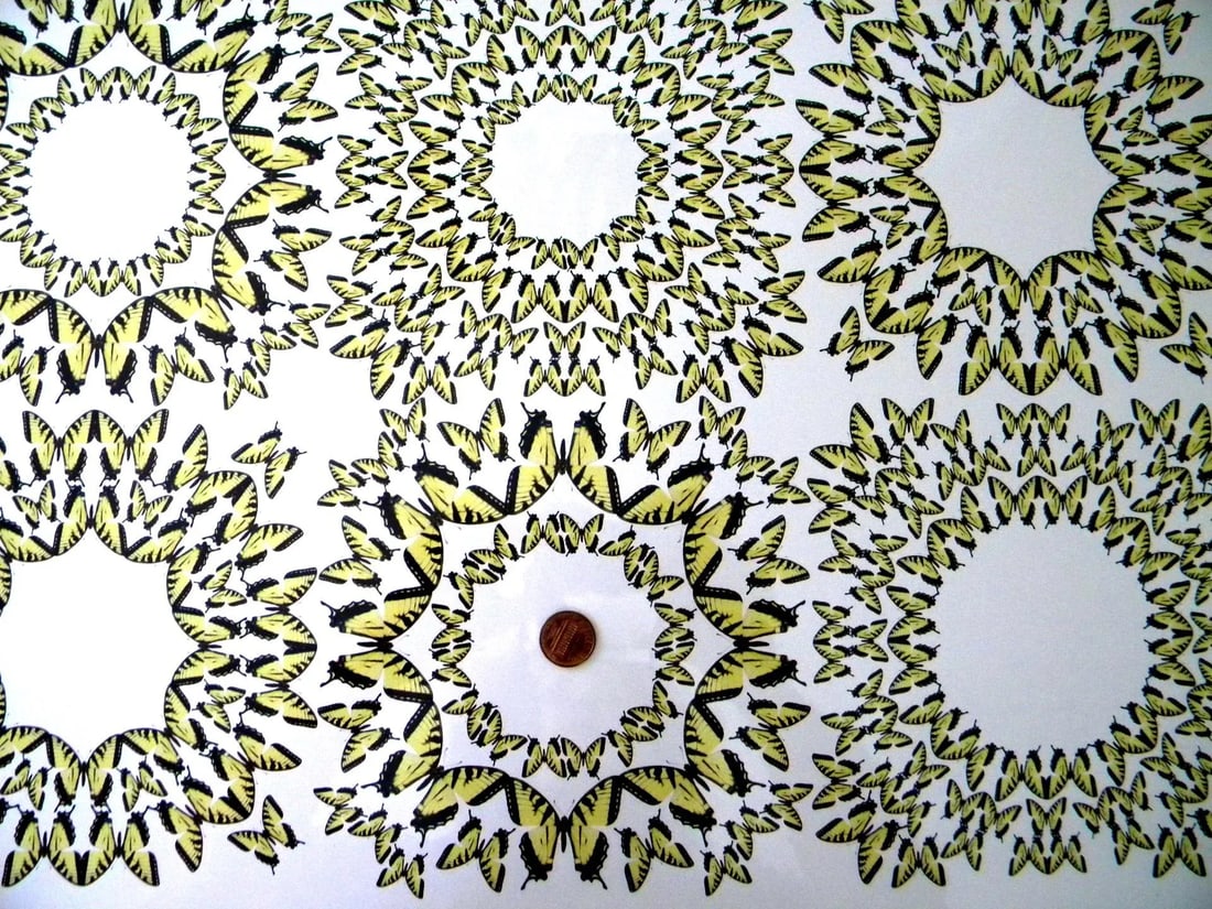 Jean Orlebeke Original Geometric Yellow Butterflies Print - 7