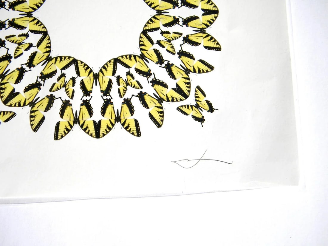 Jean Orlebeke Original Geometric Yellow Butterflies Print - 8