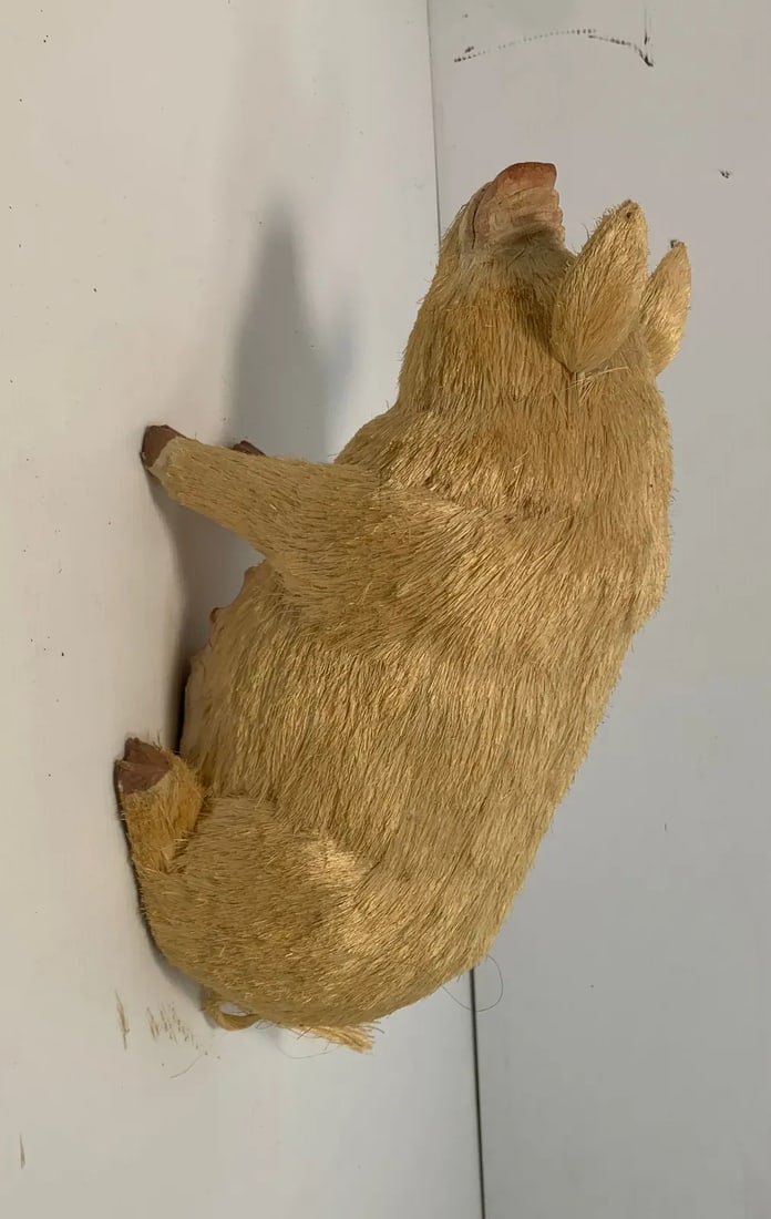 Vintage Paper Mache Coconut Hair Pig - 3