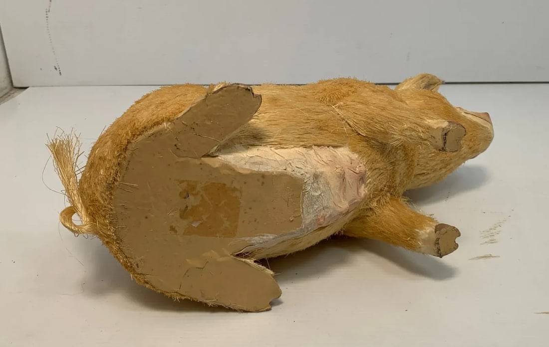Vintage Paper Mache Coconut Hair Pig - 6