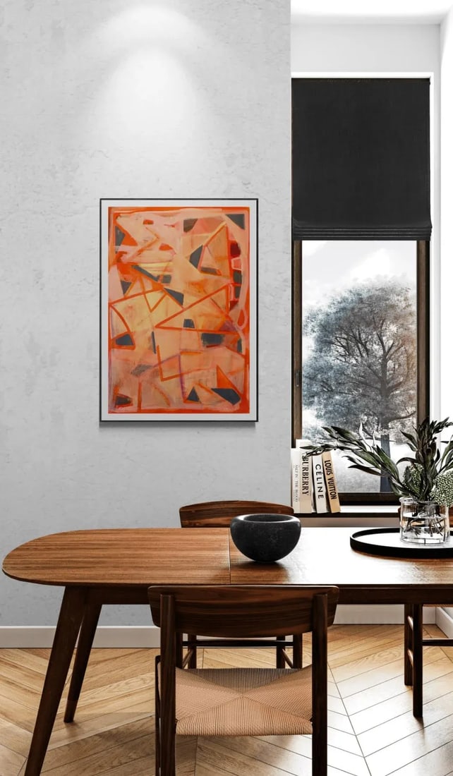 Abstract Paint With Geometric Orange Shapes - 3