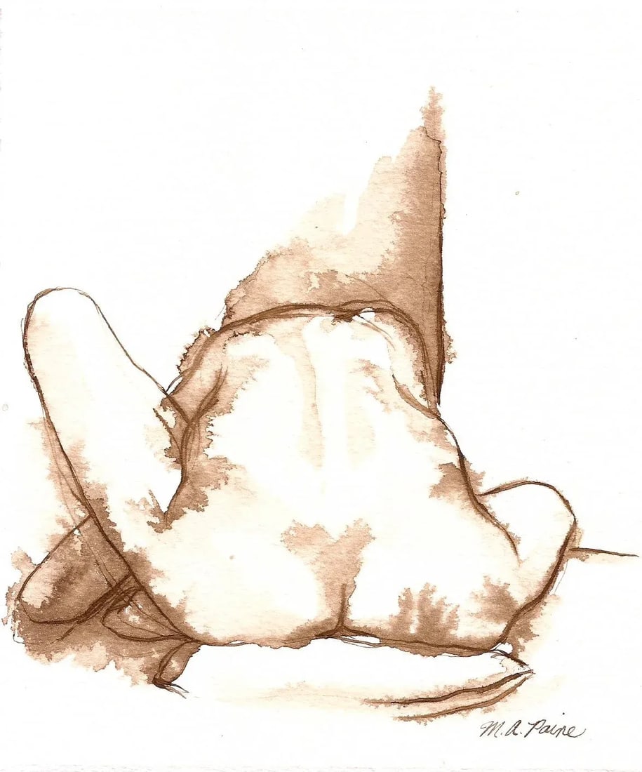 Original Nude Female Framed Figure Drawing in Brown Ink - 3
