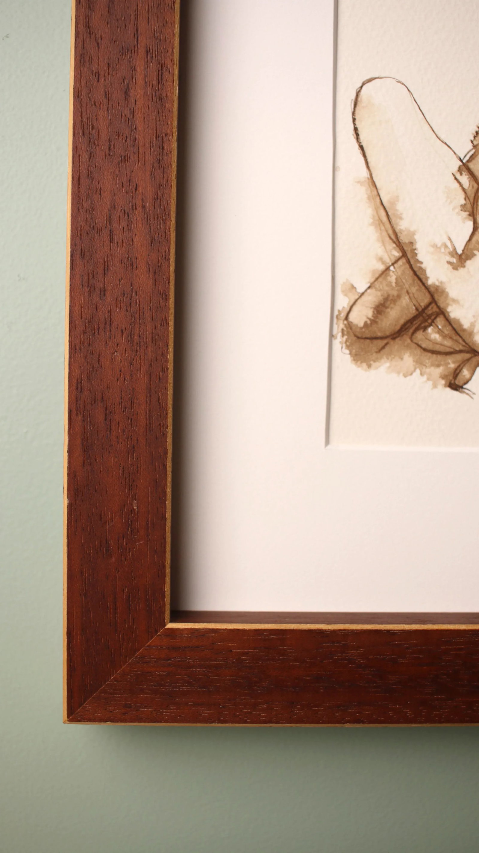 Original Nude Female Framed Figure Drawing in Brown Ink - 4