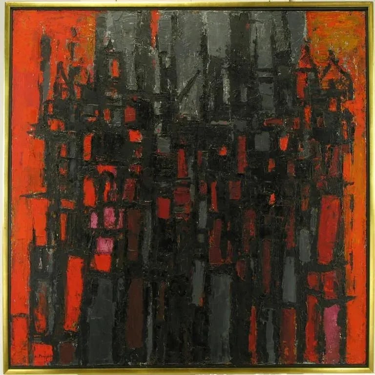 Constantine Pougialis, Large and Abstract Oil Painting - 2