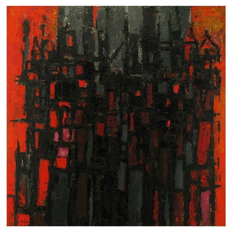 Constantine Pougialis, Large and Abstract Oil Painting - 9