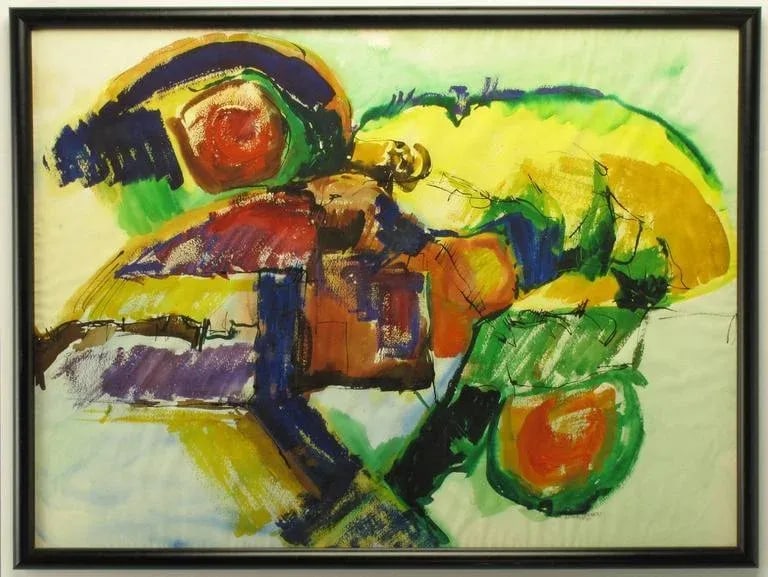 Anne Jansen Water Color and Ink Abstract Painting, Circa 1970 - 2