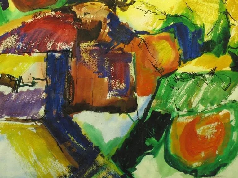 Anne Jansen Water Color and Ink Abstract Painting, Circa 1970 - 6