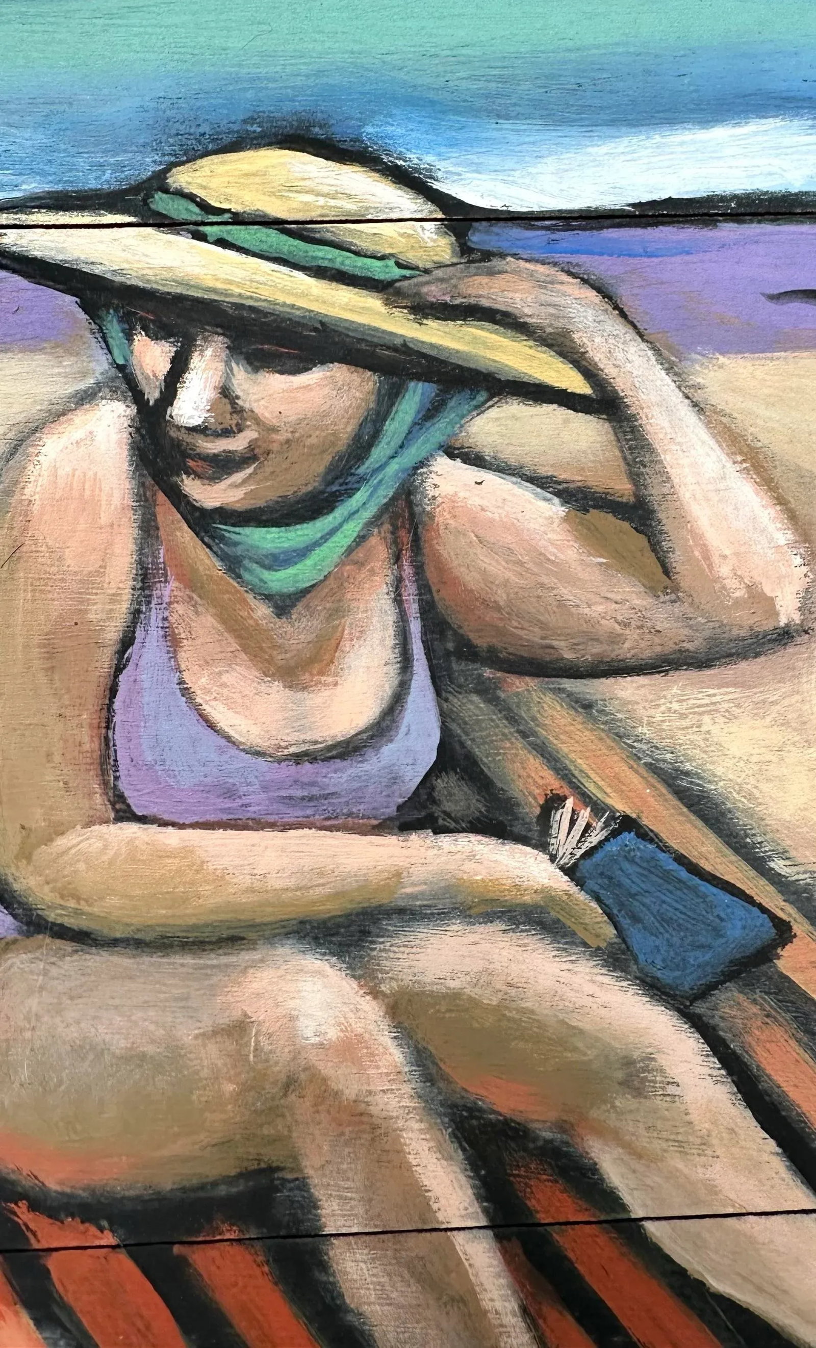 Abstract Impressionist Beach Scene Painting, School of Alfred Chadbourn, American. - 3
