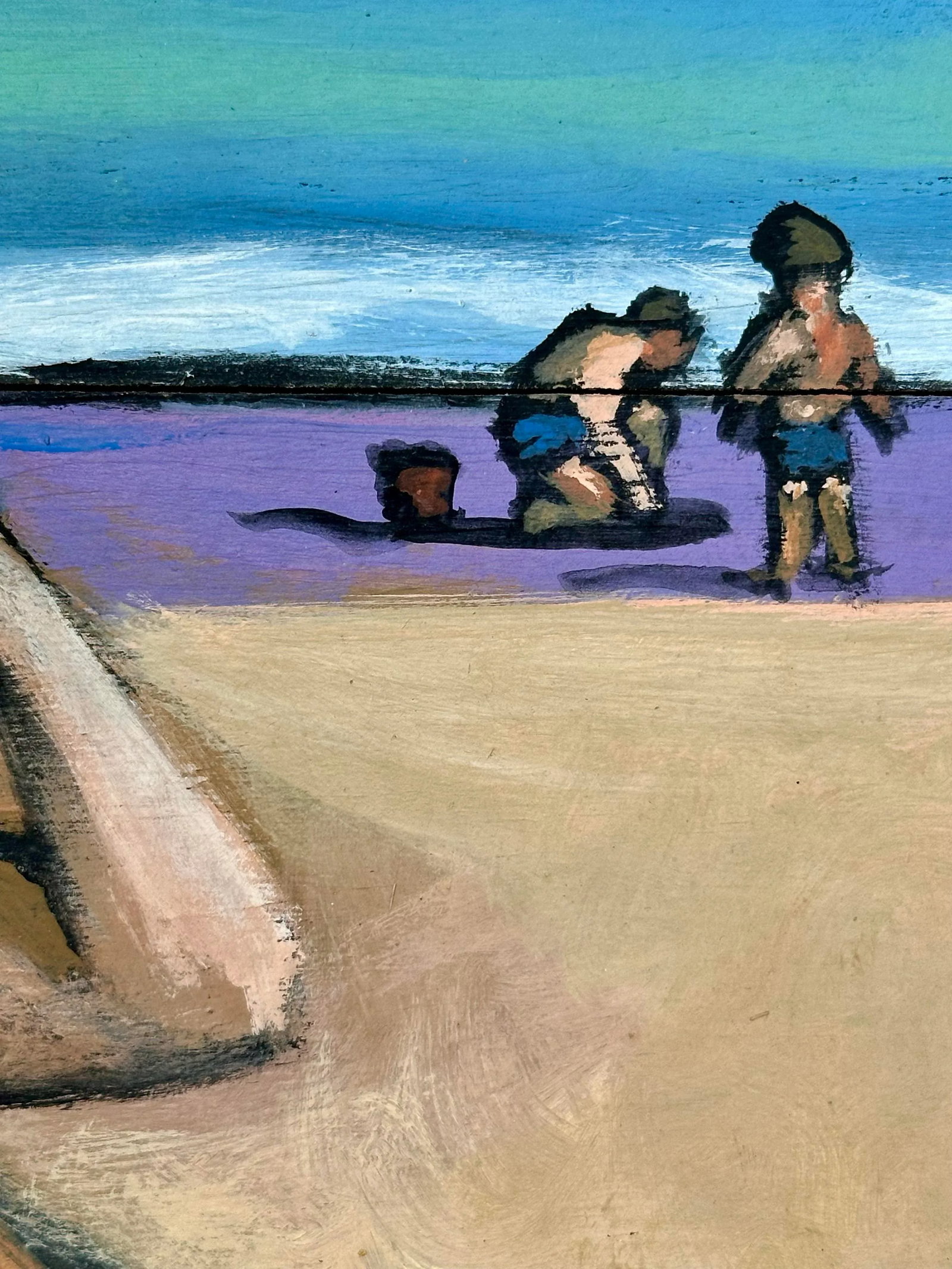 Abstract Impressionist Beach Scene Painting, School of Alfred Chadbourn, American. - 5