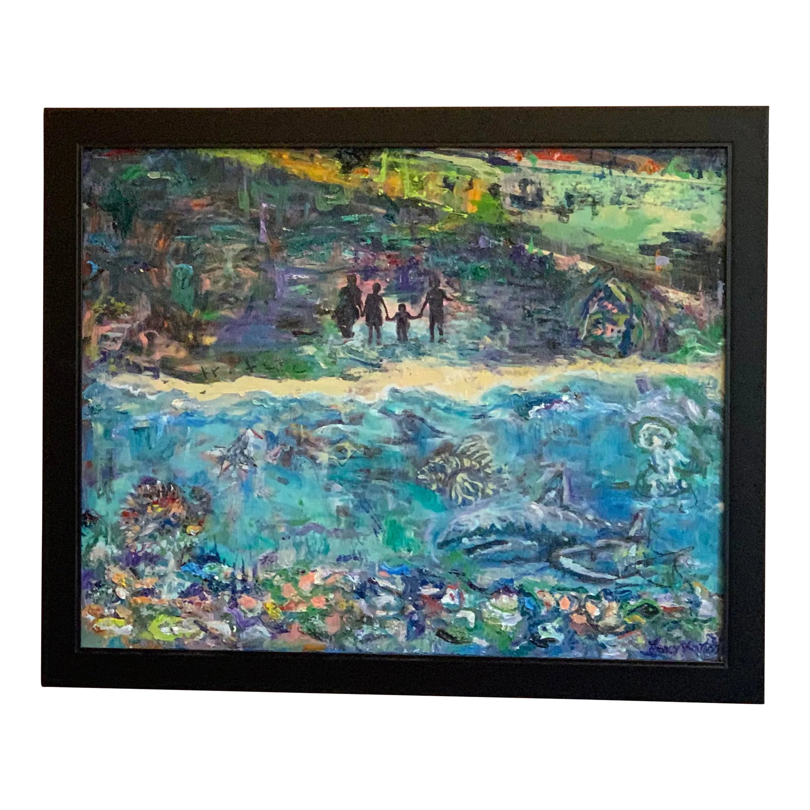 Beach Family, Abstract, Original Oil Painting, by Van Ness (1 of 8)