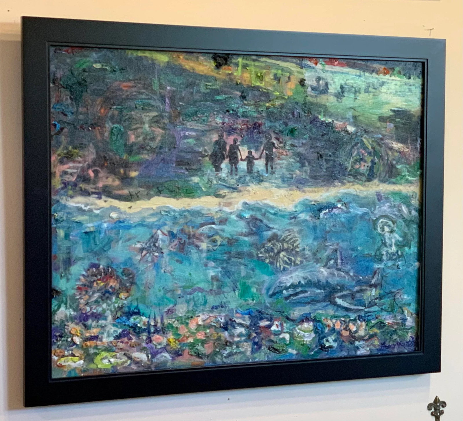 Beach Family, Abstract, Original Oil Painting, by Van Ness - 2