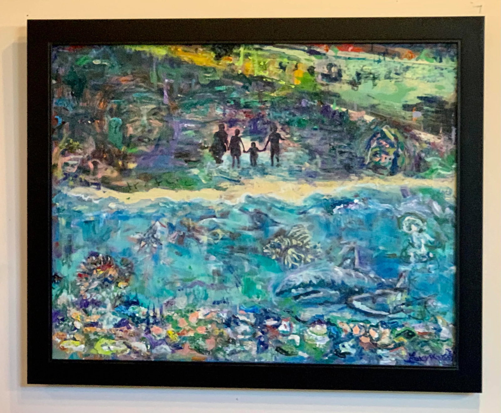 Beach Family, Abstract, Original Oil Painting, by Van Ness - 7