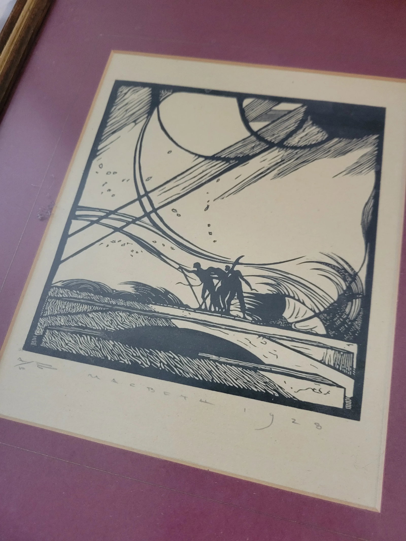 1920s Art Deco Woodblock Print by Edward Gordon Craig, Framed - 2