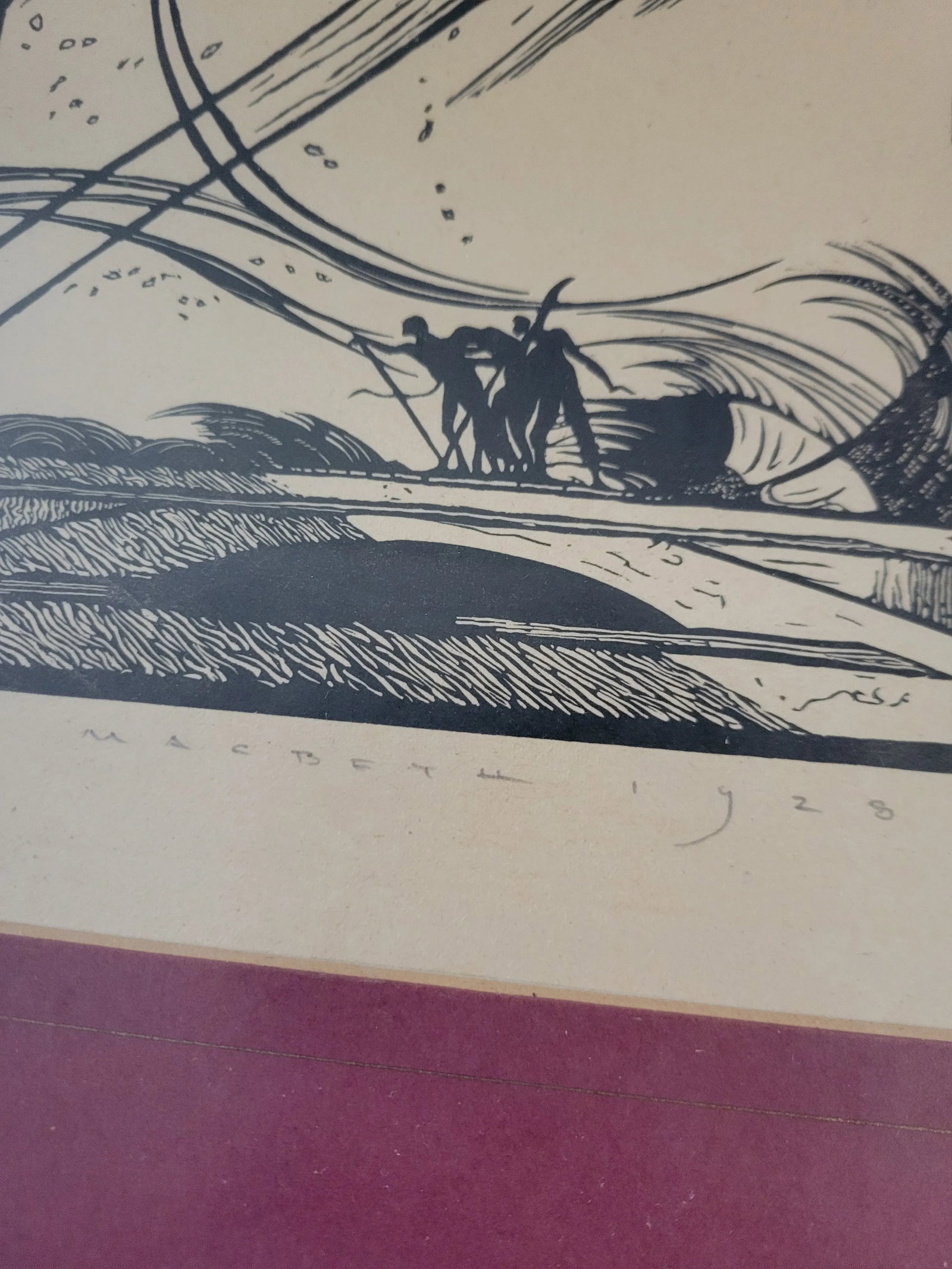 1920s Art Deco Woodblock Print by Edward Gordon Craig, Framed - 3