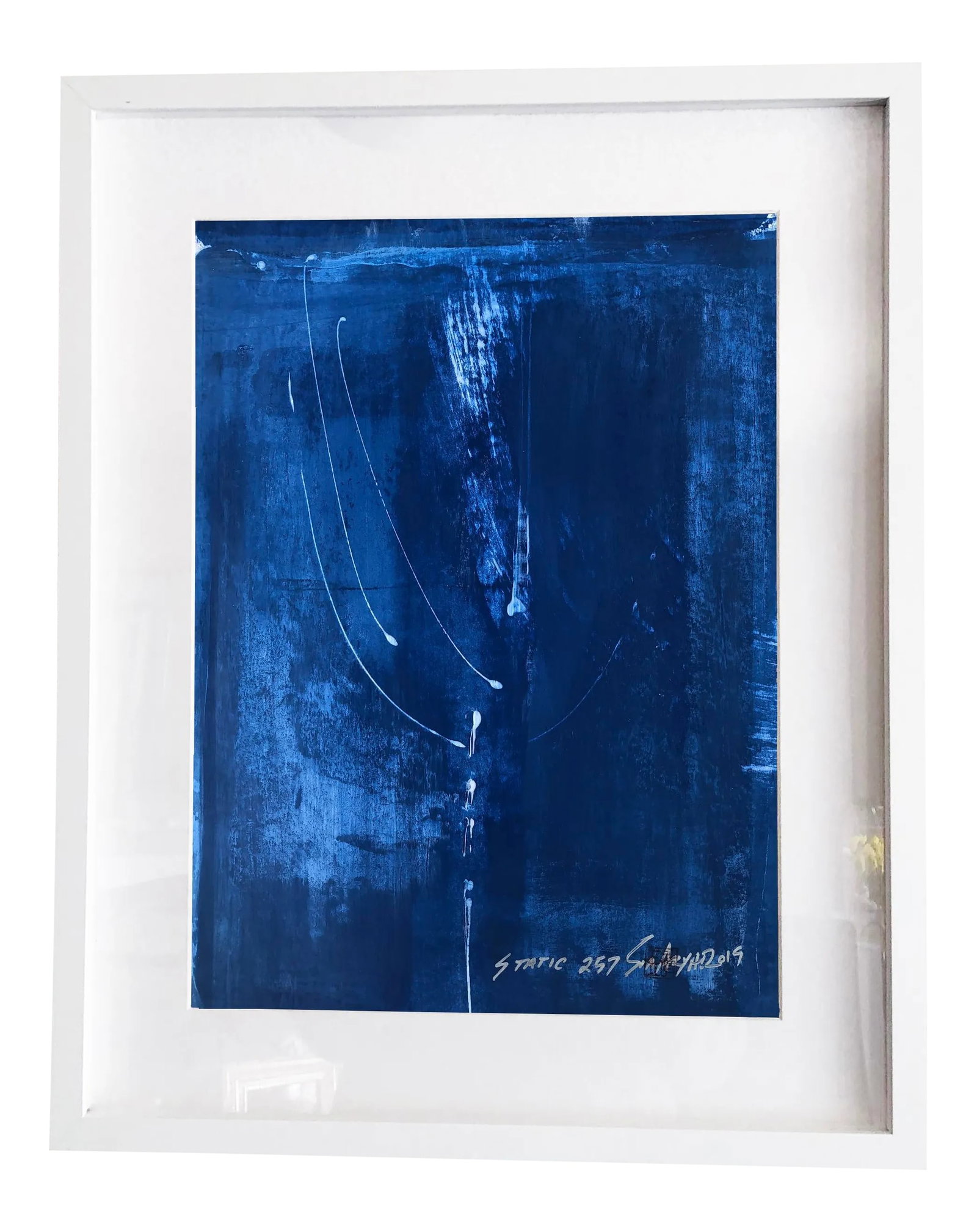 Static 275 Cobalt Blue Original Acrylic Painting: Cobalt Blue is the most complex and contradict color. French artist Yves Klein once said "Cobalt blue has no dimensions. It is beyond dimensions," believing that it could take the viewer outside the c