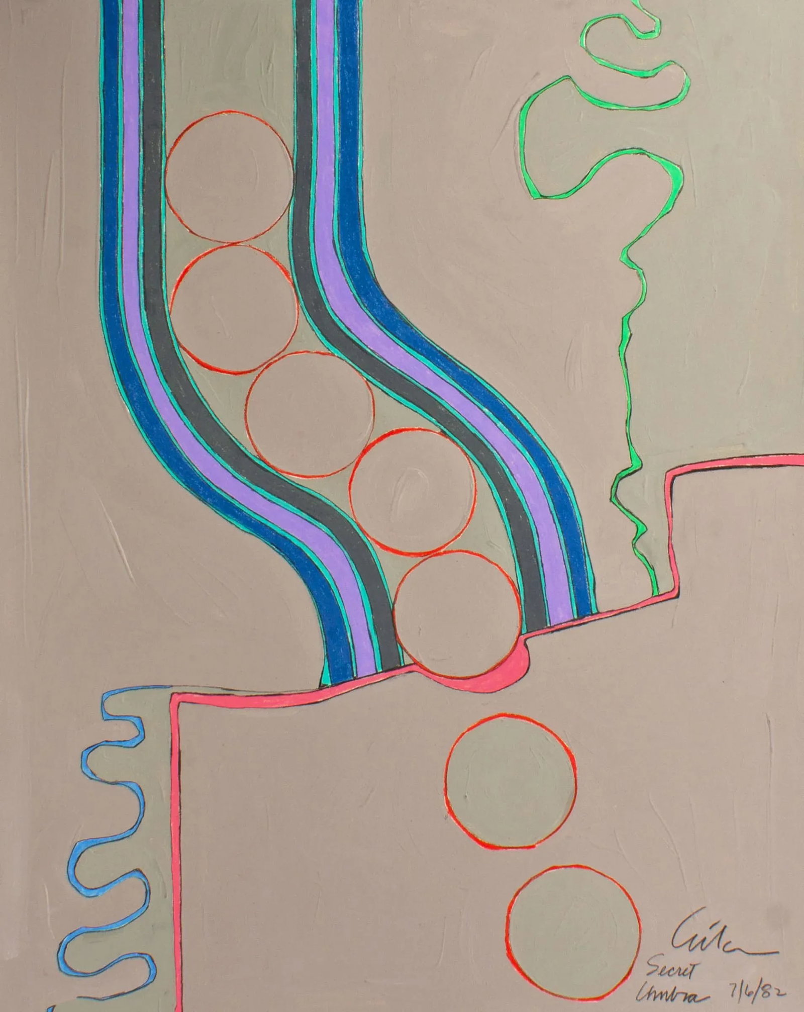 1982 "Secret Umbra" Abstract Mixed Media Painting by Harry Hilson - 2