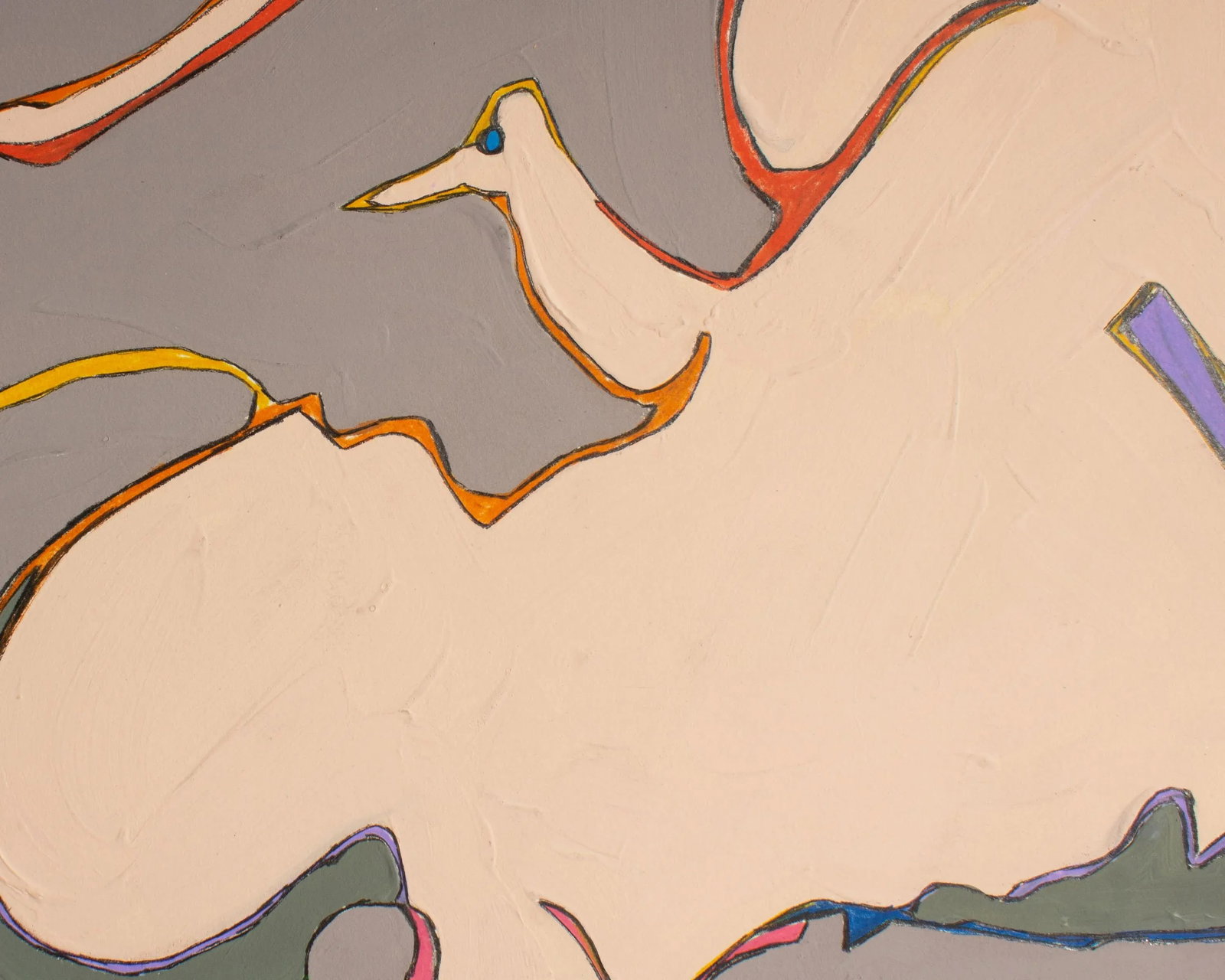 1980s "Flamingo" Abstract Mixed Media Painting by Harry Hilson - 4