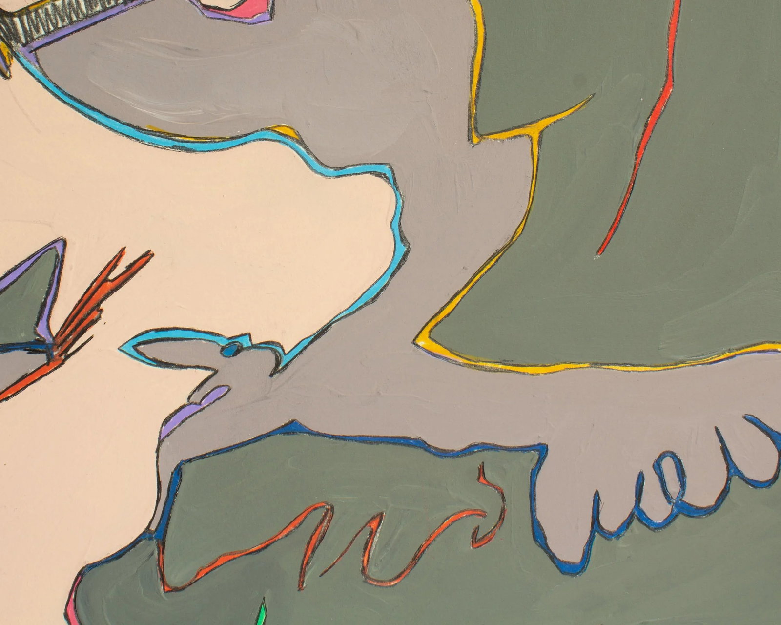 1980s "Flamingo" Abstract Mixed Media Painting by Harry Hilson - 6