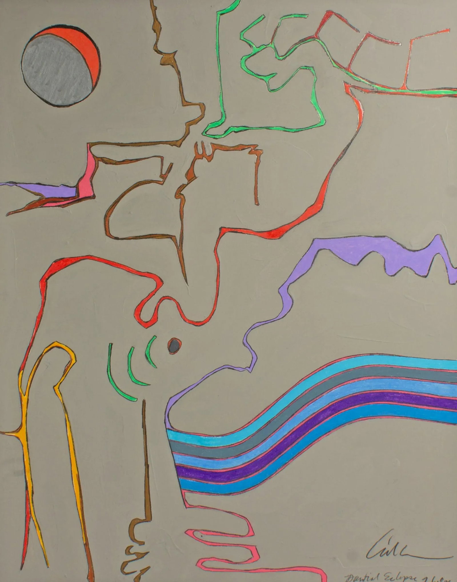 1982 "Partial Eclipse" Mixed Media Painting by Harry Hilson - 2
