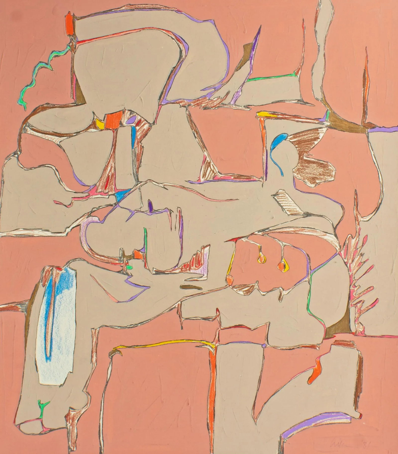 1981 Abstract Mixed Media Painting by Harry Hilson - 2