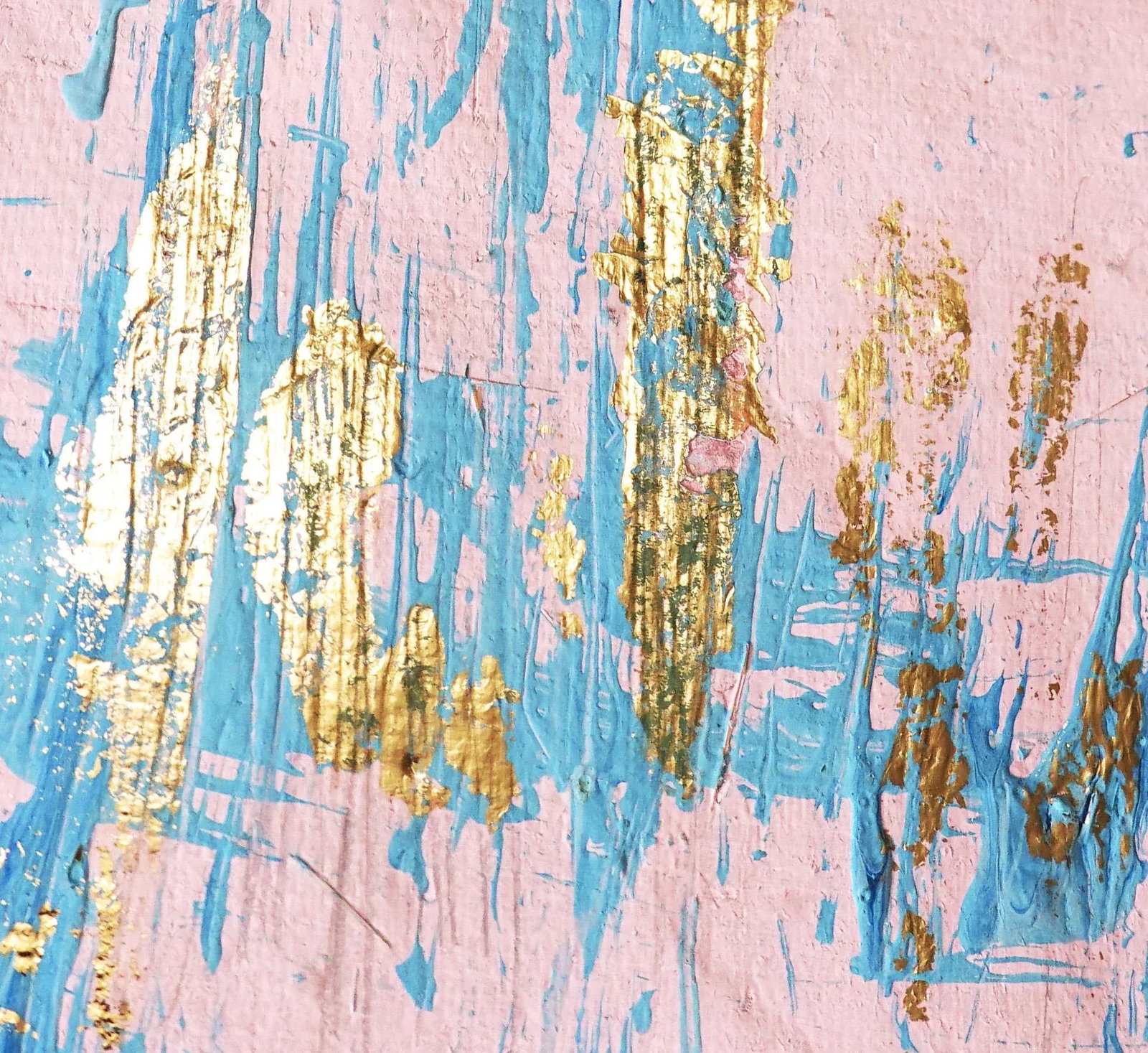 D'or. XIX Framed Abstract Pink With Gold Leaf Painting - 4