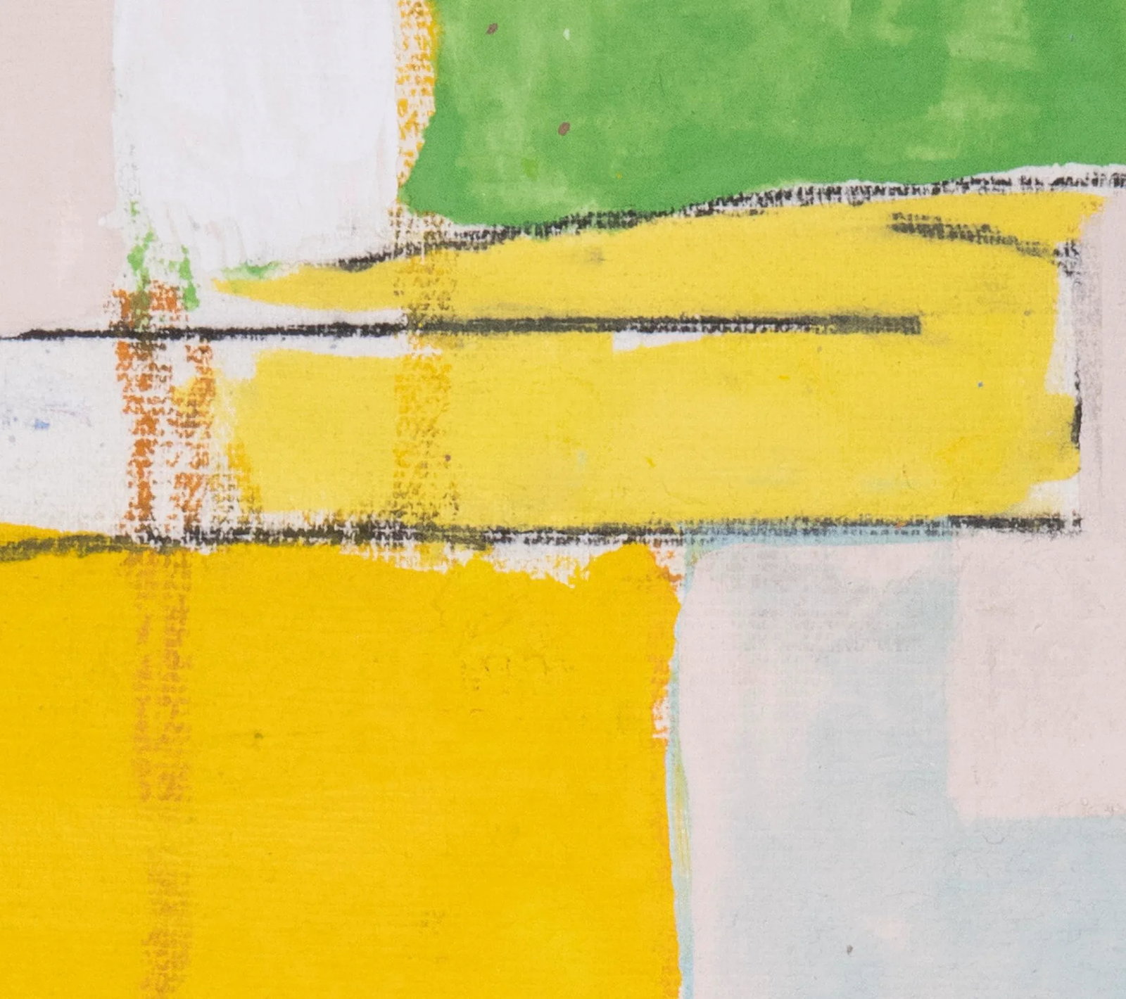 Pantomime. XX White Framed Abstract Vibrant Yellow Painting - 4