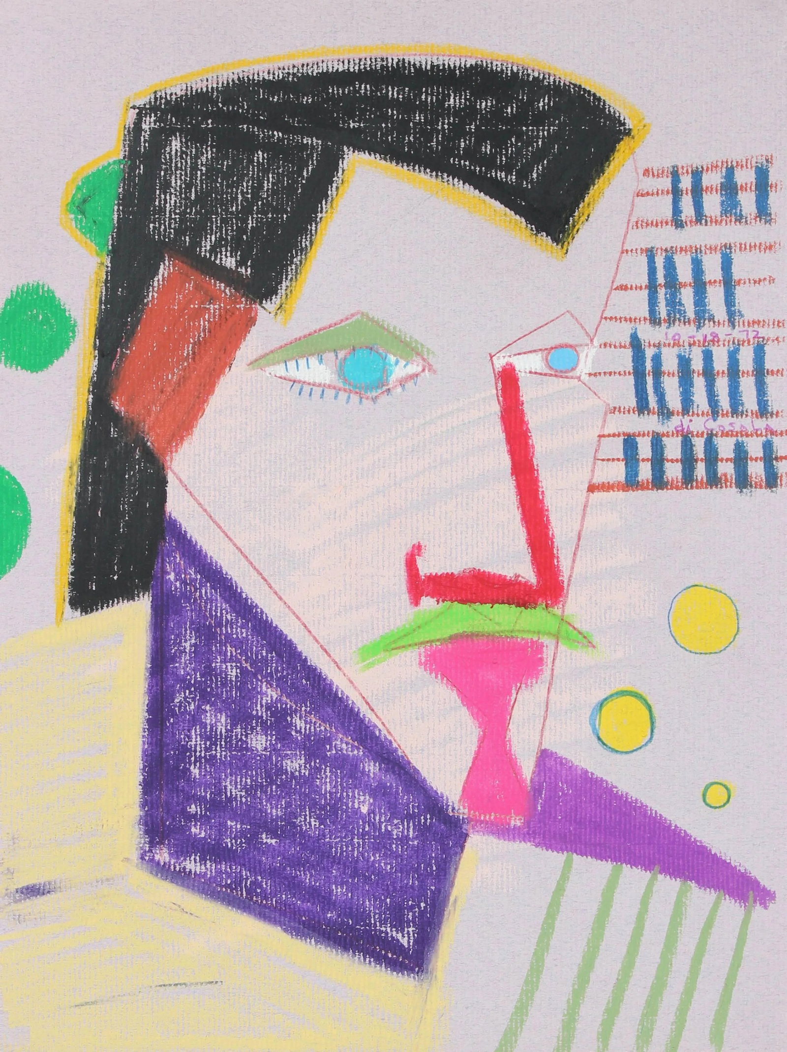 Michael Di Cosola Surrealist Portrait in Pastel, 1972 1972 (1 of 3)