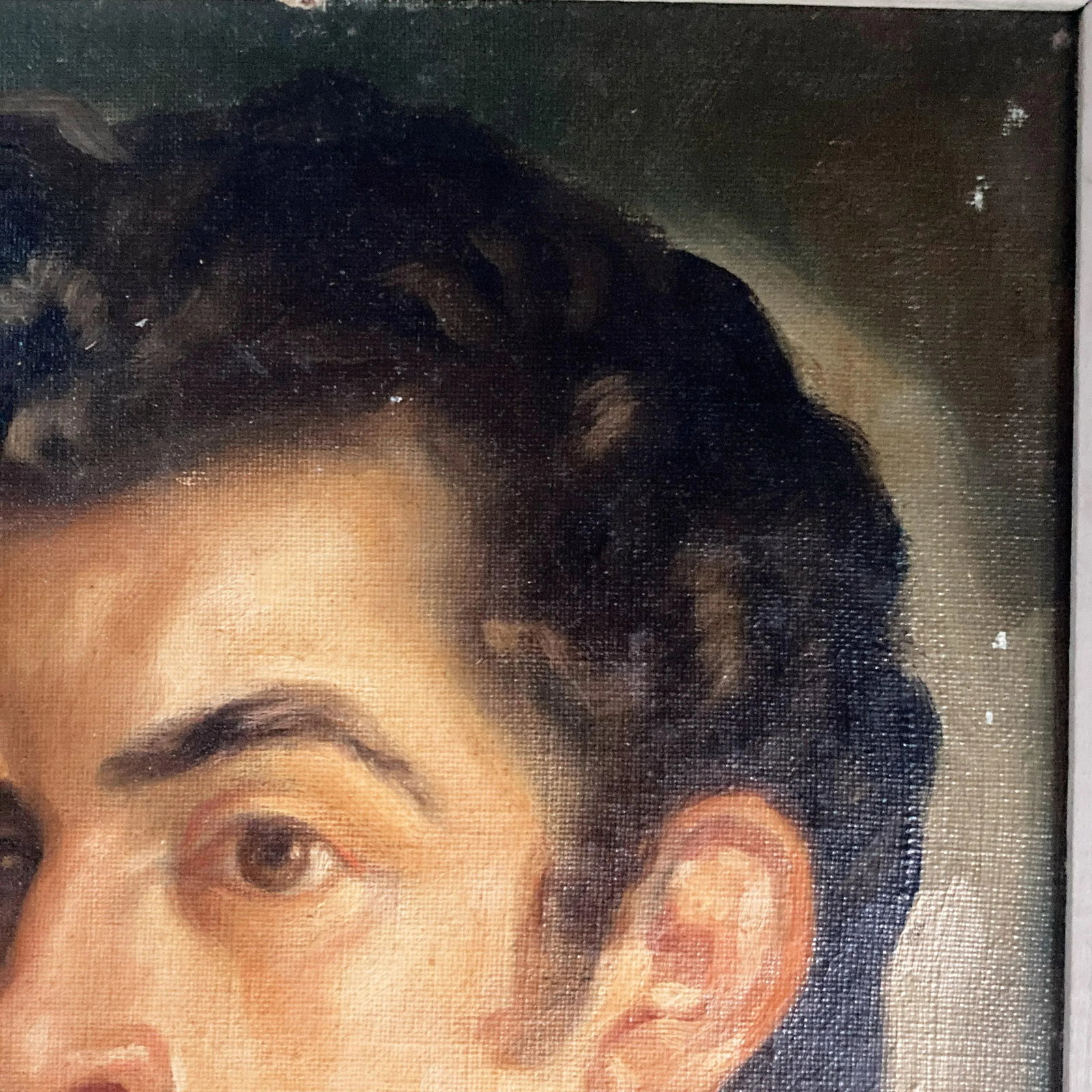 1960s Vintage Oil Portrait Painting of a Young Man Framed - 4