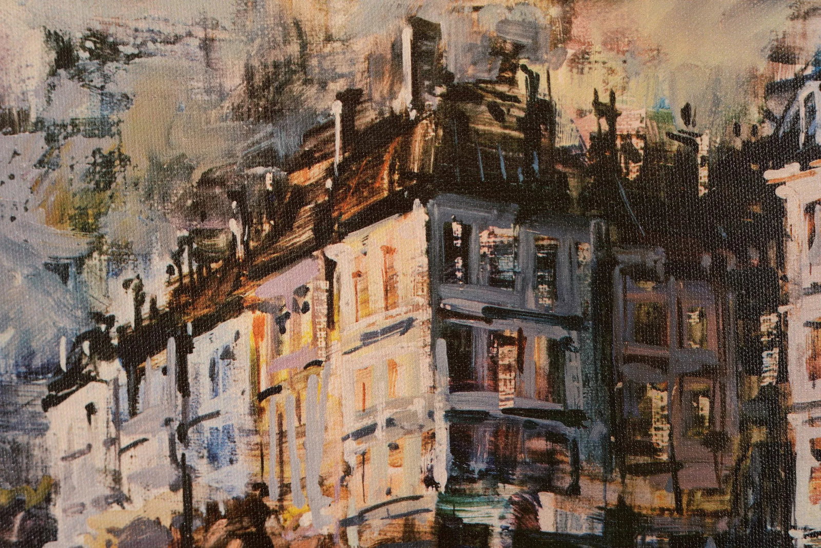 J. Warner Mid Century Printed Painting of Paris Seine River and Bridge - 5