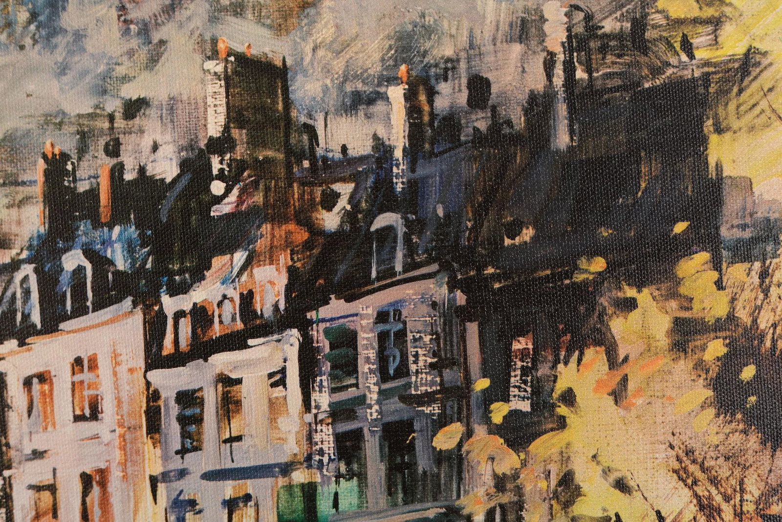 J. Warner Mid Century Printed Painting of Paris Seine River and Bridge - 7