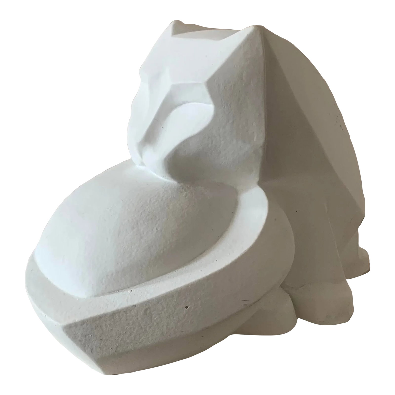 1980s Vintage Cubist Cat Sculpture: Vintage Cubist Cat Sculpture. Signed by Karin Swildens, Sculptor. Made by Austin Sculpture-1989. Measures 5.5" high x 8" wide x 5" deep. Very Good Condition. Condition: Alterations: Original