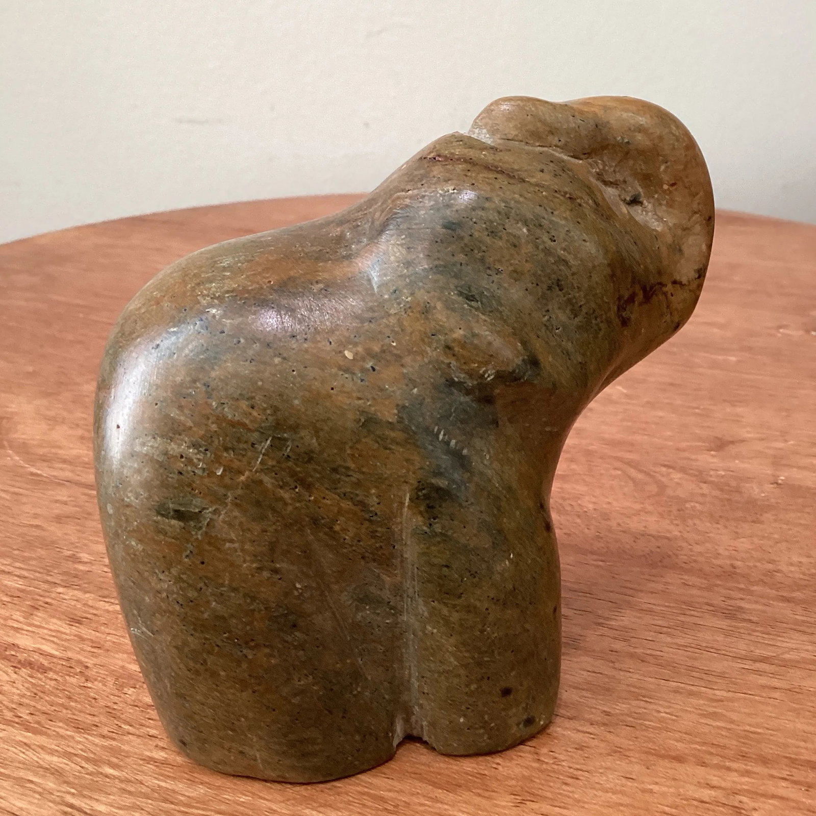 Mid 20th Century Vintage Hand Carved Elephant Serpentine Stone Sculpture - 6
