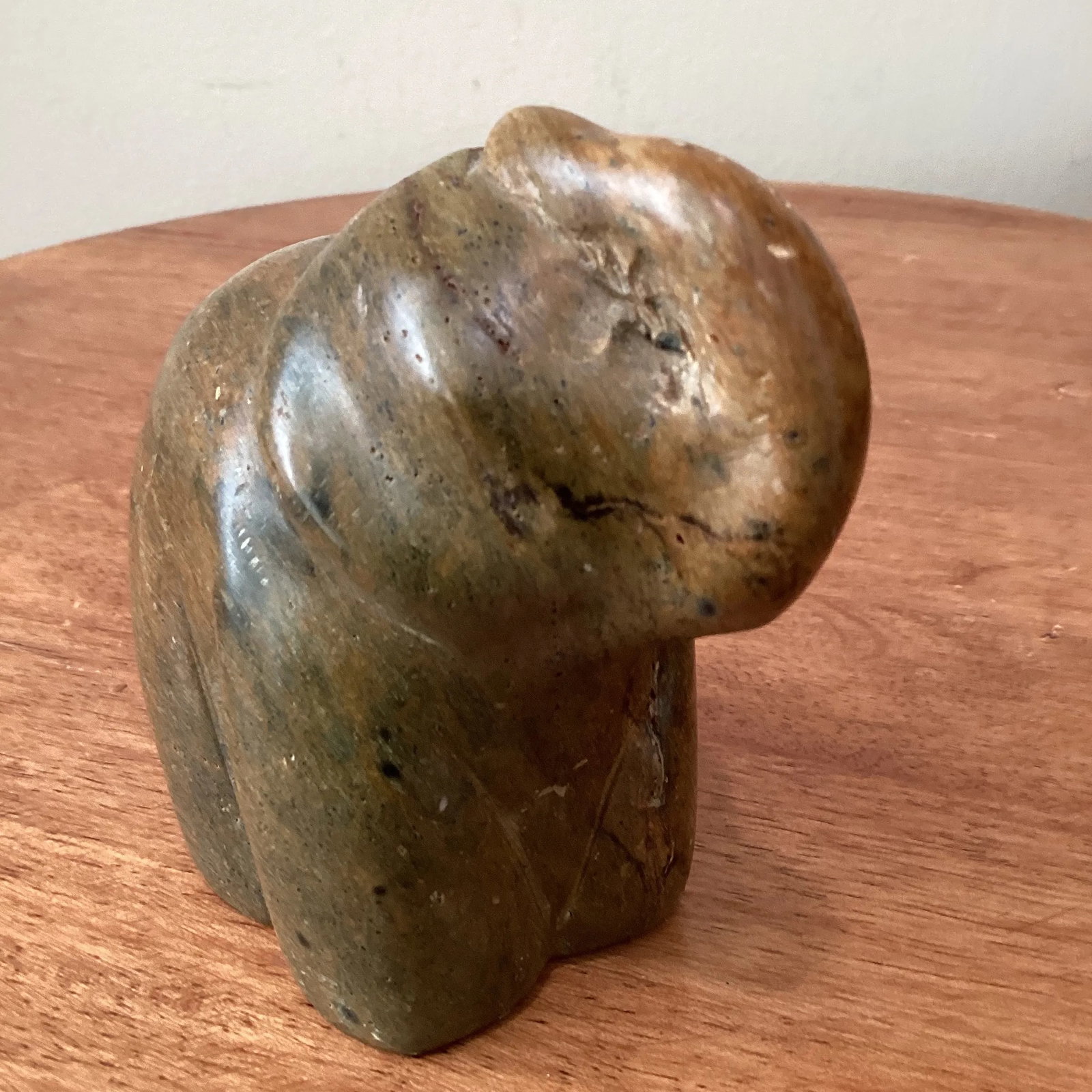 Mid 20th Century Vintage Hand Carved Elephant Serpentine Stone Sculpture - 7