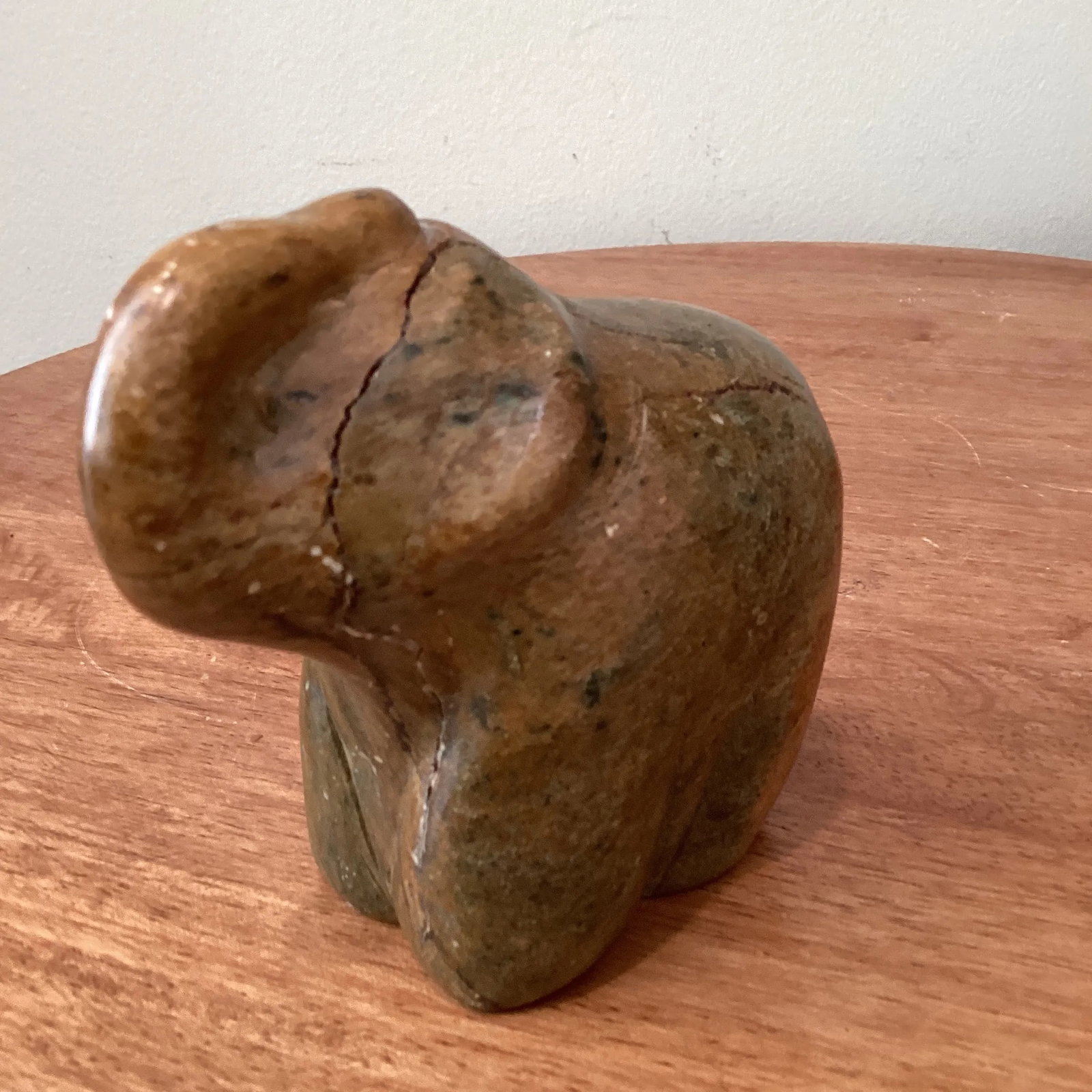 Mid 20th Century Vintage Hand Carved Elephant Serpentine Stone Sculpture - 8