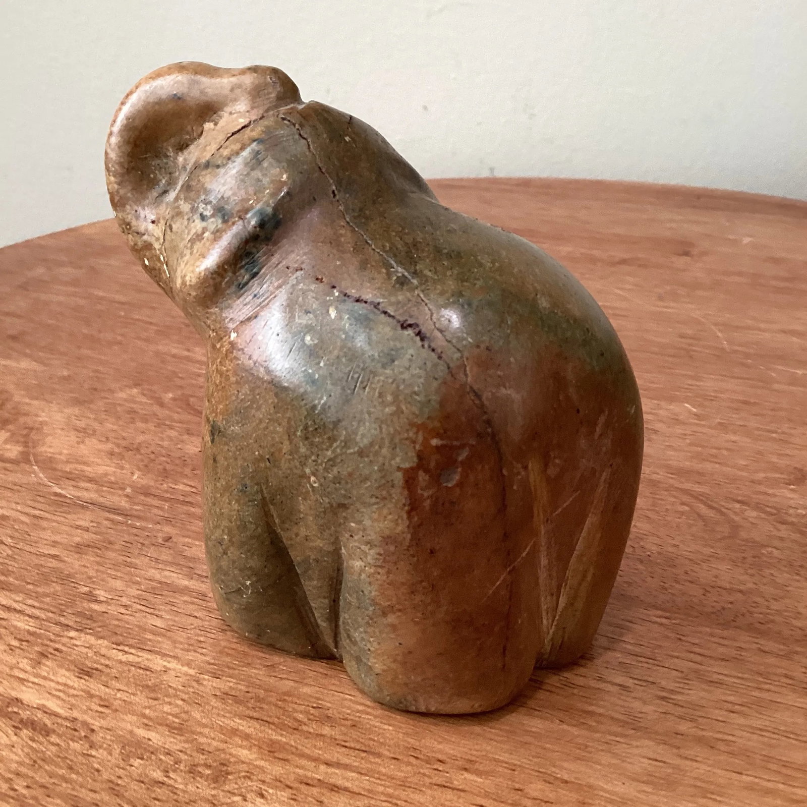 Mid 20th Century Vintage Hand Carved Elephant Serpentine Stone Sculpture - 9