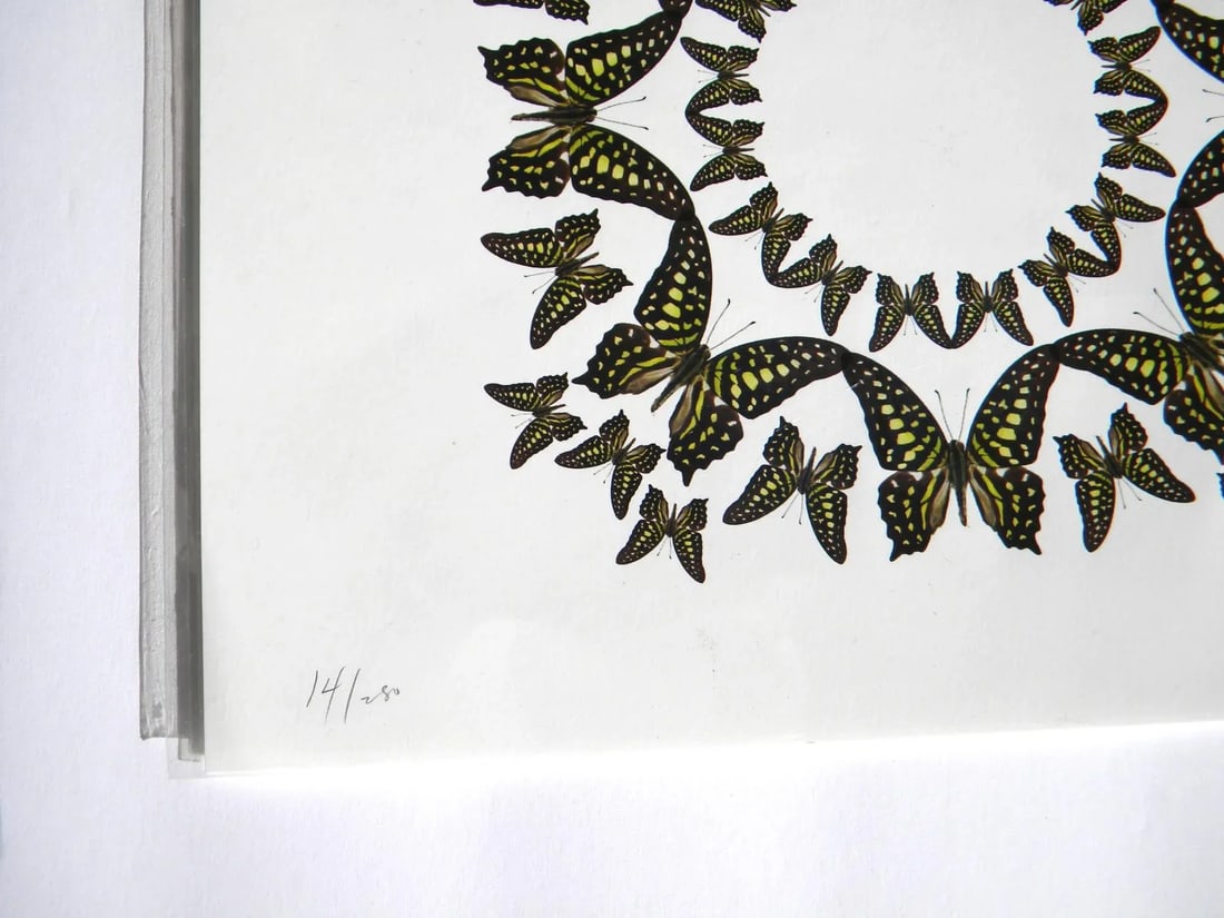 Jean Orlebeke Original Geometric Green Butterflies Print - 7