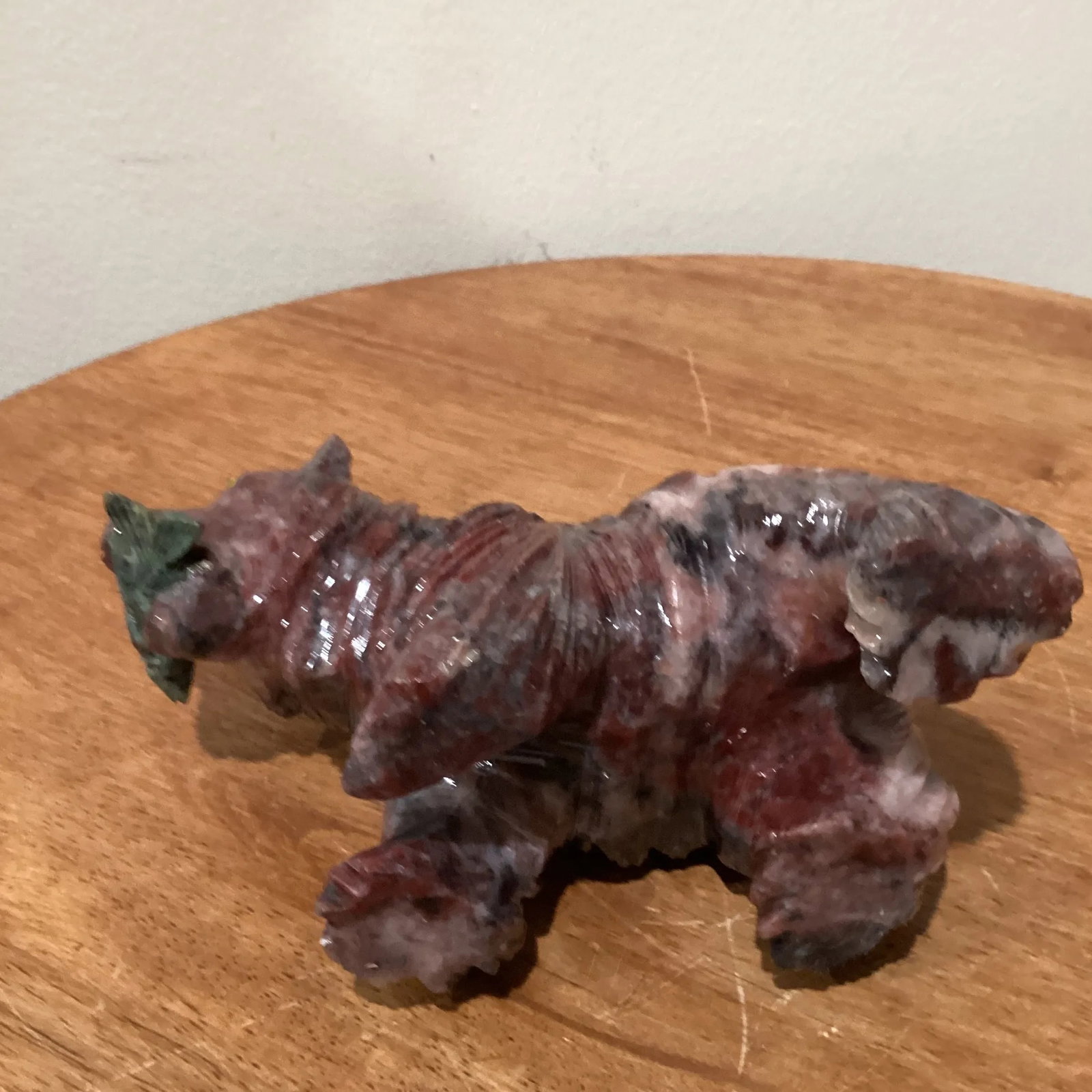 Late 20th Century Hand Carved Magnesite Grizzly Bear With Green Malachite Fish Sculpture by Alexandr - 8