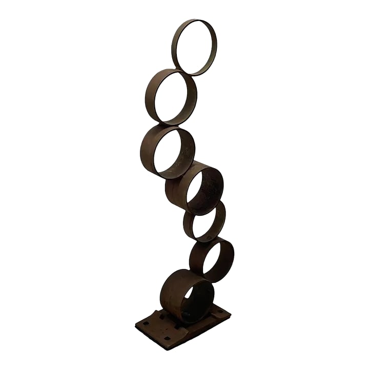 1970s Contemporary Large Fused Bronze Sculpture: Contemporary Circular Fused Bronze Sculpture: A Statement of Elegance and Innovation. Elevate your space with a masterpiece that merges timeless craftsmanship with modern artistic expression. This
