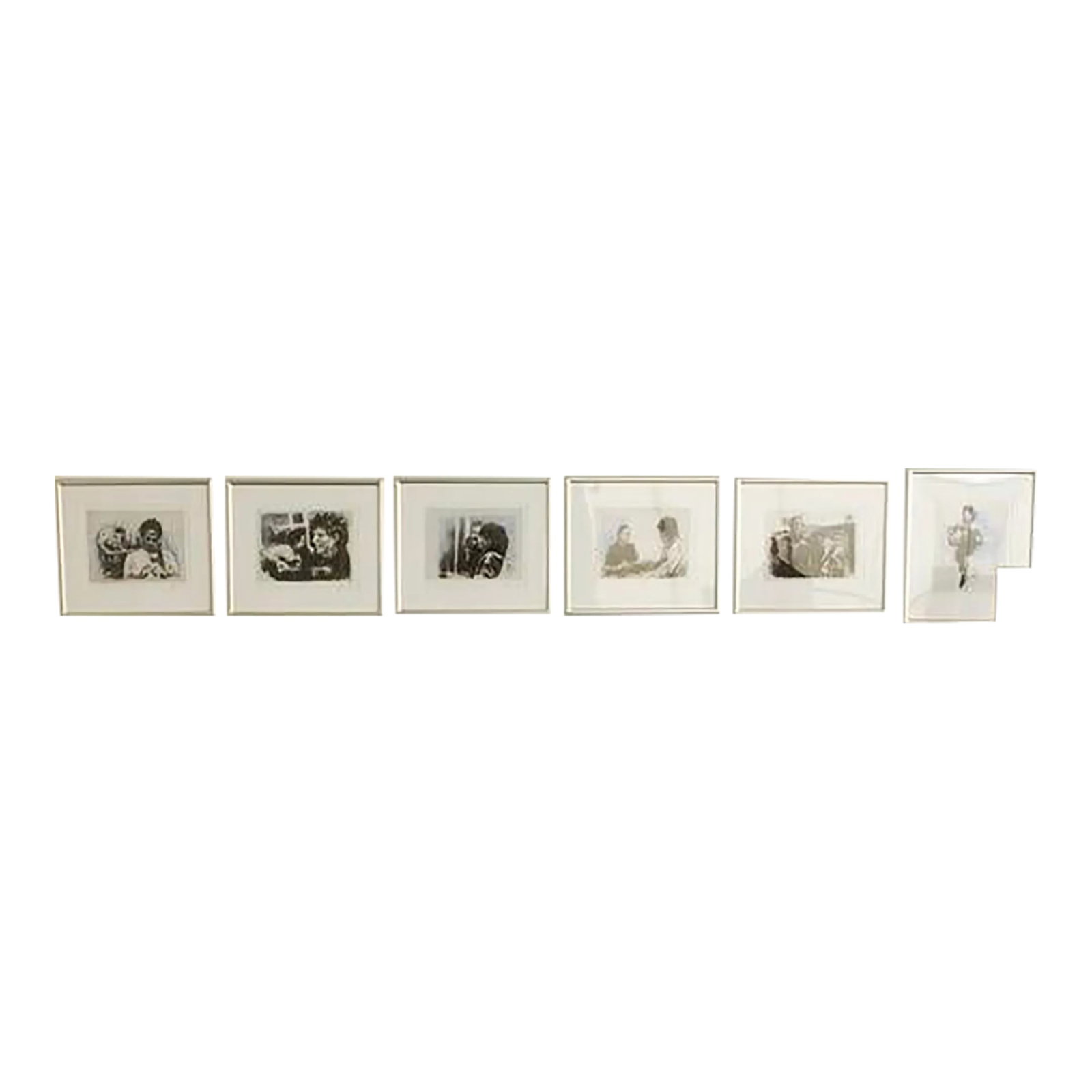 Rehearsals in Ireland 1994 Framed Set of Six Limited Edition Prints, All Numbered: Inspired by photographs from 1994 rehearsals in Ireland, serigraph prints are all numbered same: XXII/ XXVII. Rolling Stoners: Mick Jagger, Charlie Watts, Keith Richards and Ron Wood. Wood, who has