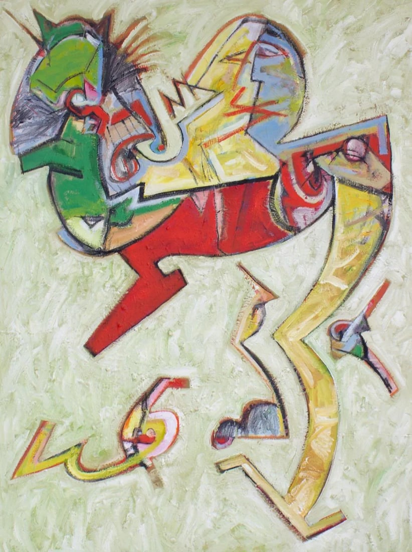 Abstract Oil on Canvas Painting of a Cat by James L. Bruch - 2