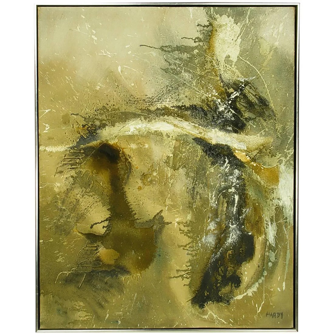 Large Earth Tone Oil Impasto Relief Abstract Painting by Hardy - 2