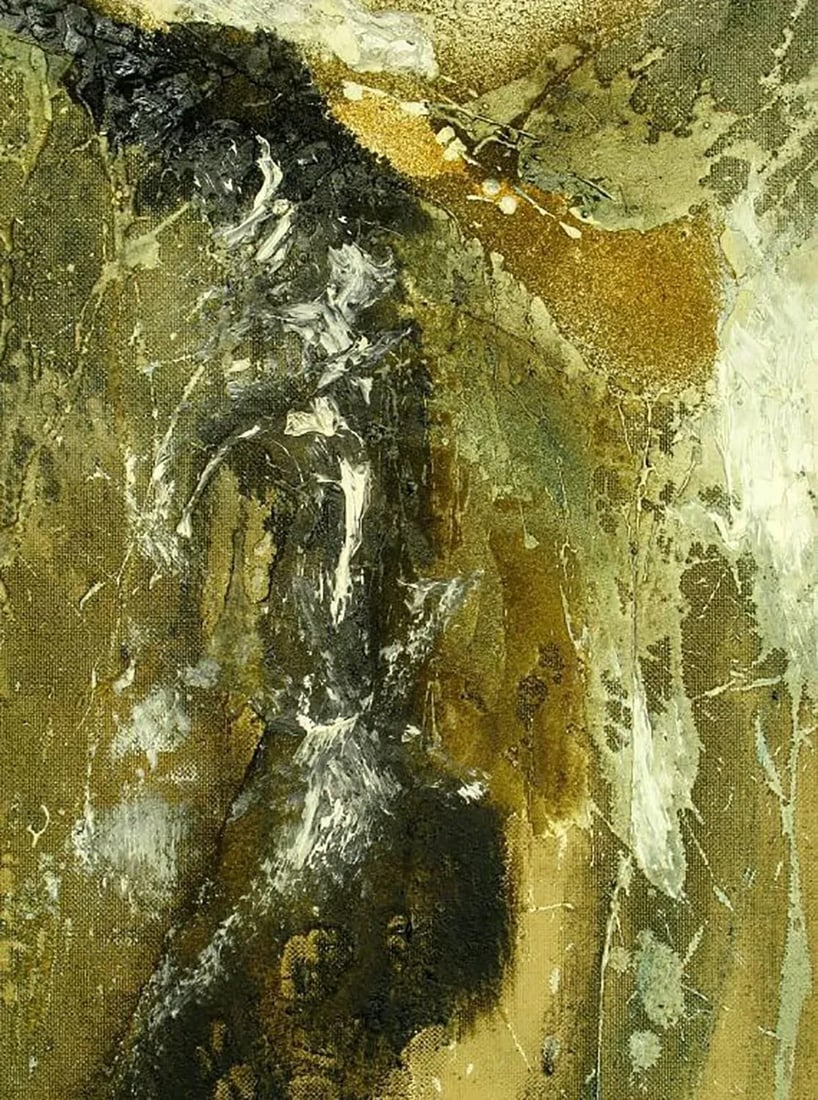 Large Earth Tone Oil Impasto Relief Abstract Painting by Hardy - 4