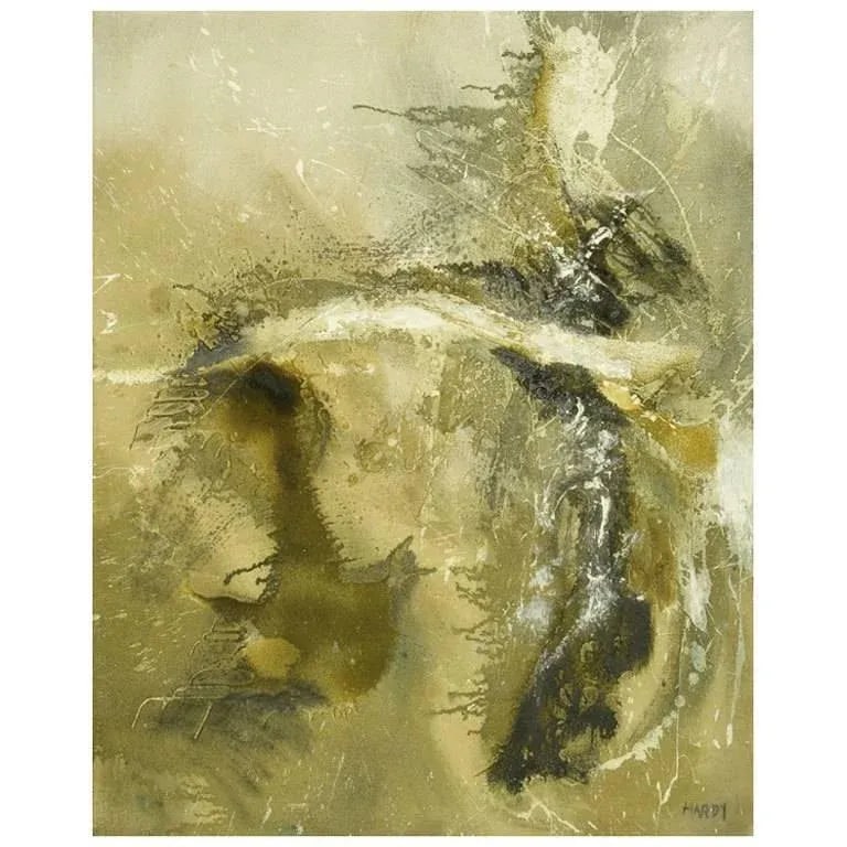 Large Earth Tone Oil Impasto Relief Abstract Painting by Hardy - 9