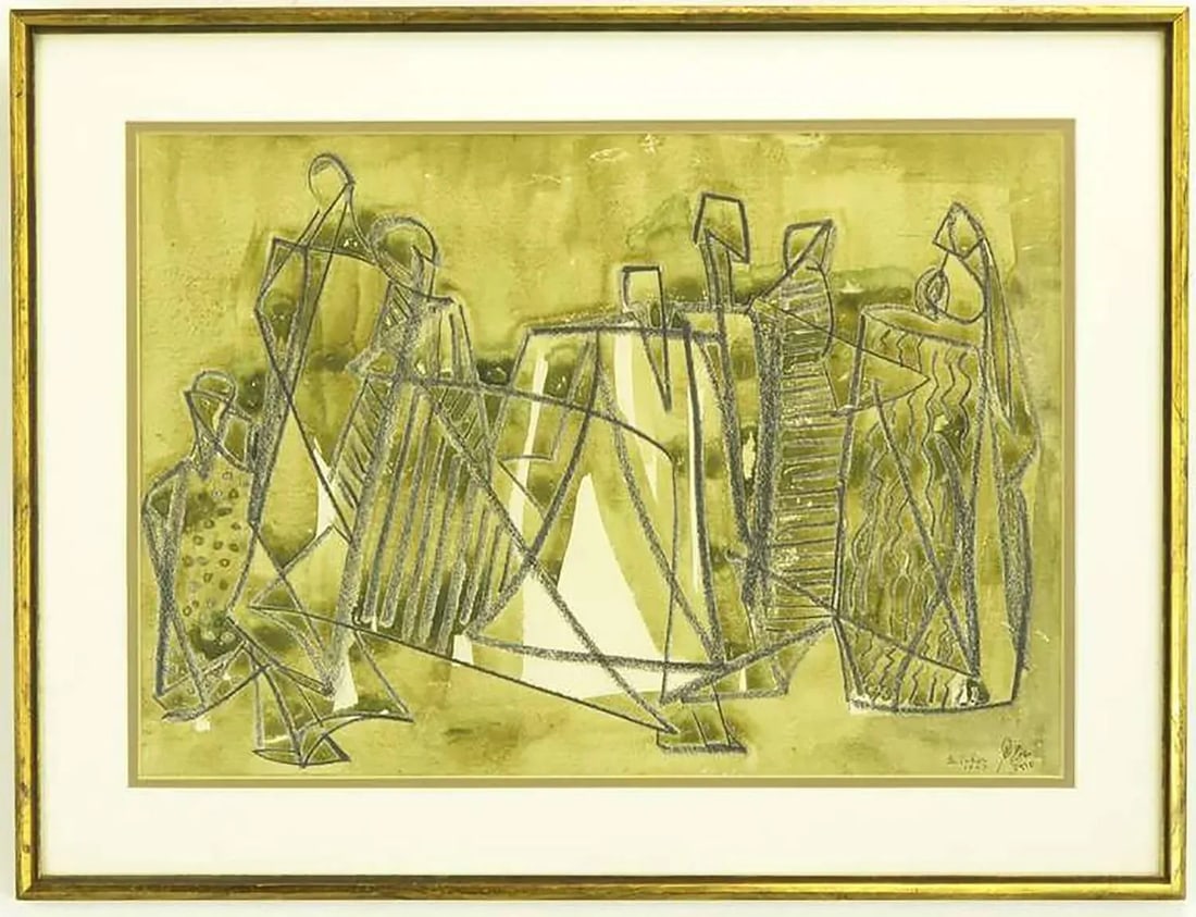 Salah Taher Water Color and Charcoal, Circa 1963 - 2