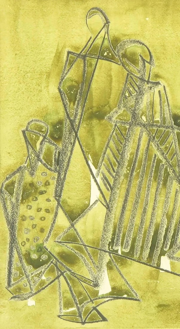 Salah Taher Water Color and Charcoal, Circa 1963 - 3
