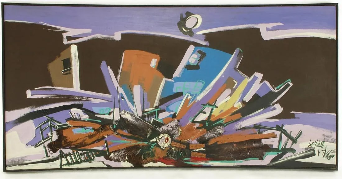 Harold A. Laynor Mixed-Media on Canvas, Titled "Implosion" - 2