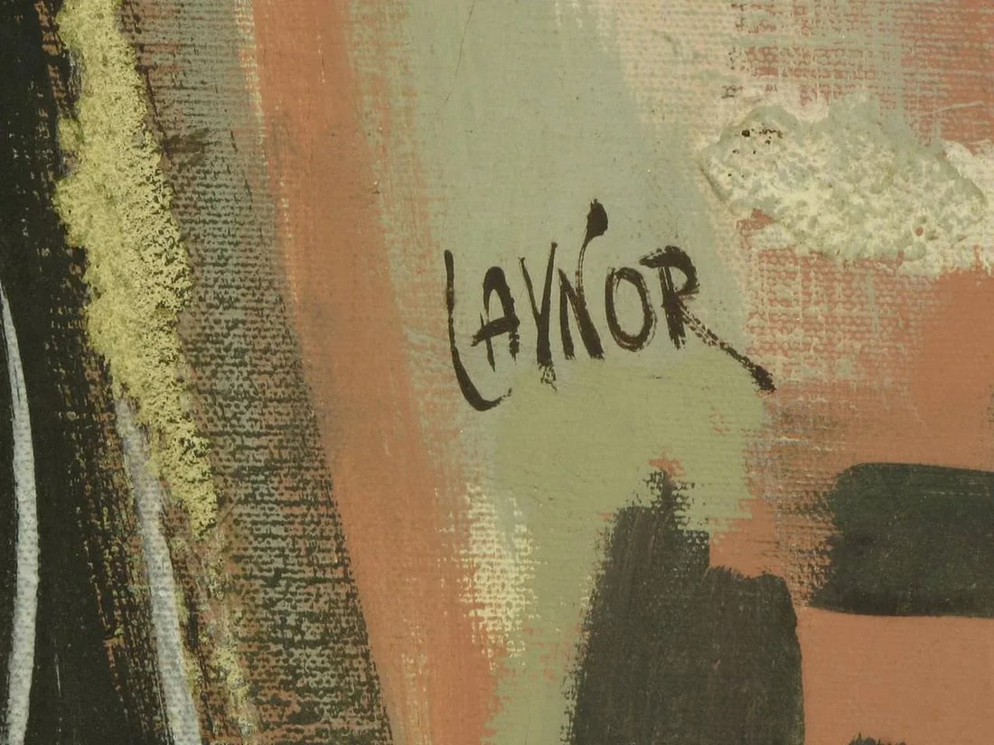 Harold a Laynor Abstract Oil on Canvas Titled "Stapho" - 9